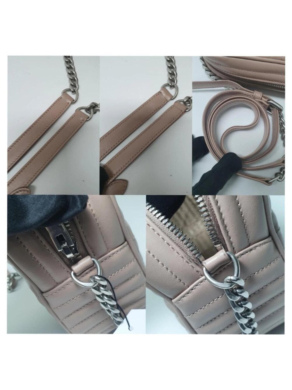 Authentic Prada Diagramme Camera Bag Nude Beige Leather Crossbody Chain Luxury - Picture 8 of 11